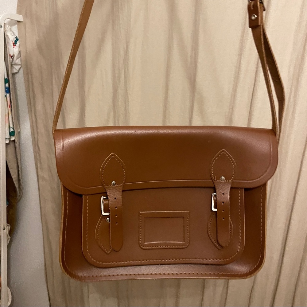 The Cambridge Satchel Company leather bag in classic camel color